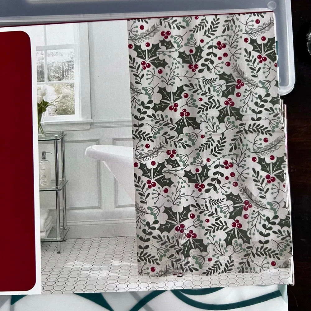 Merry Christmas Eco-friendly Printed PEVA Shower Curtain